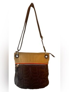 Fossil Two-Tone Crossbody Bag | Classic Everyday Style Keyper Brown